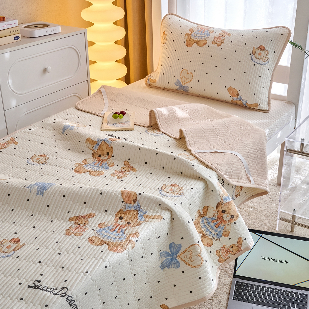 91家纺网 家纺一手货源 找家纺 X猫先生 2025小清新全棉学生床盖-新增花型 洛可可