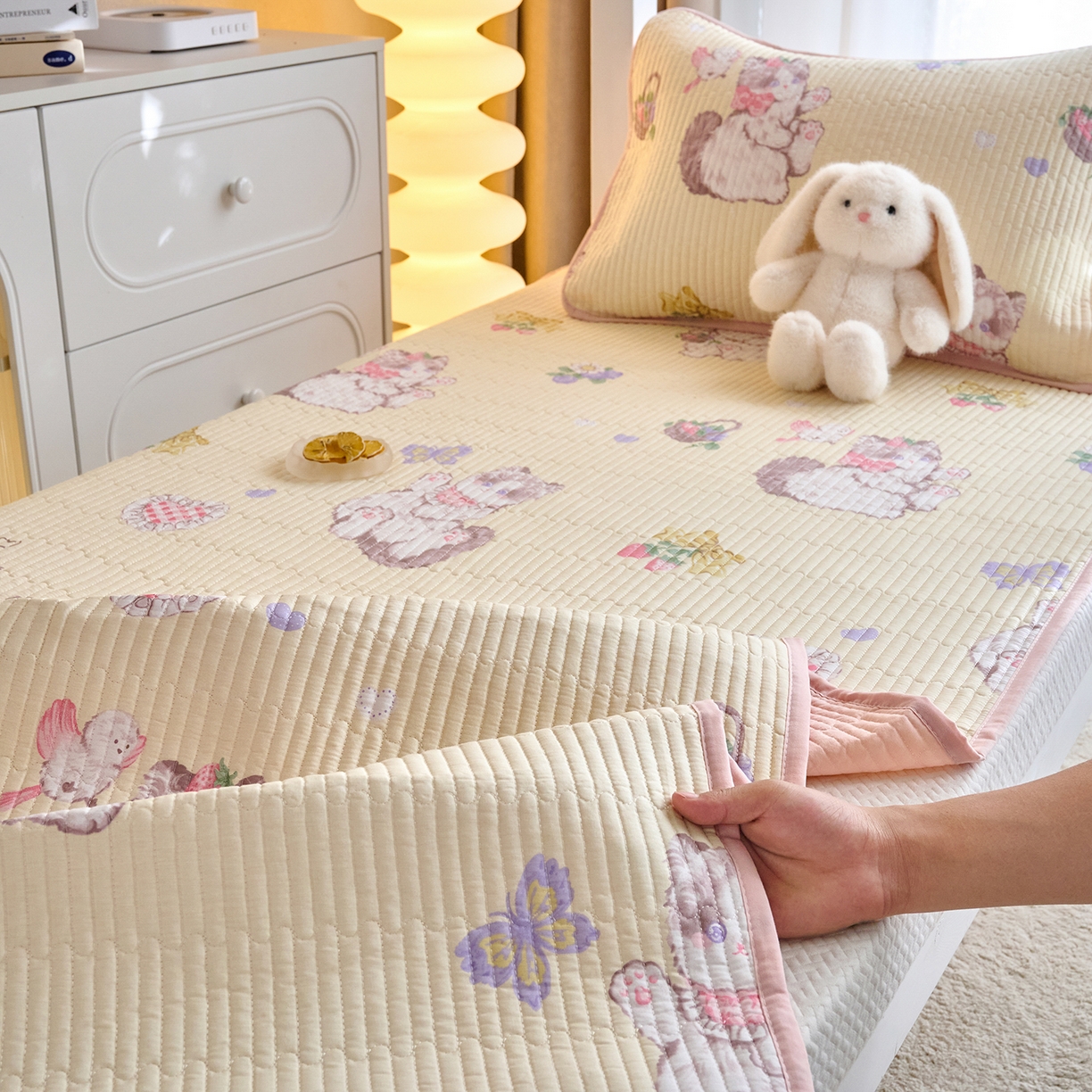 91家纺网 家纺一手货源 找家纺 X猫先生 2025小清新全棉学生床盖-新增花型 泫雅猫咪