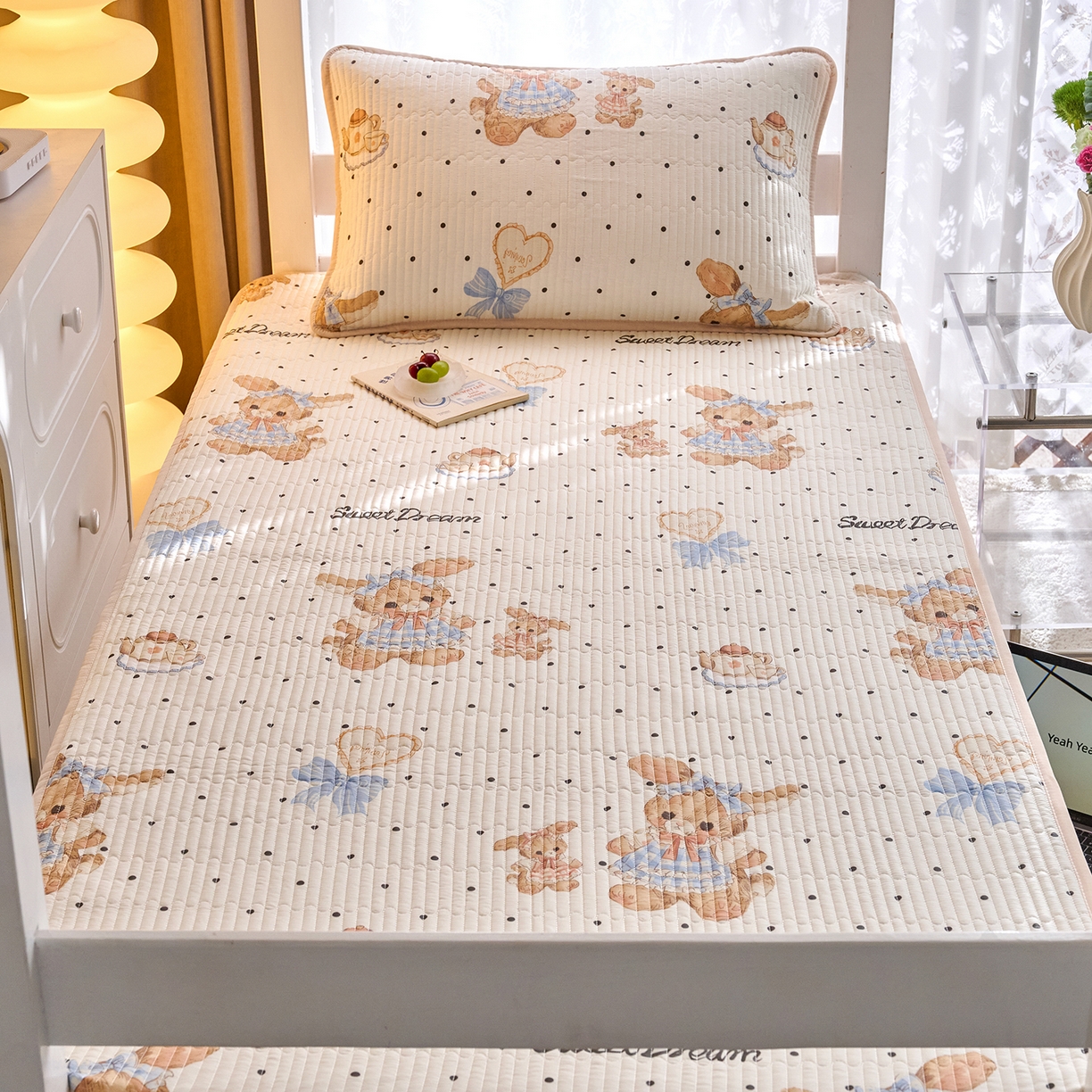 91家纺网 家纺一手货源 找家纺 X猫先生 2025小清新全棉学生床盖-新增花型 洛可可