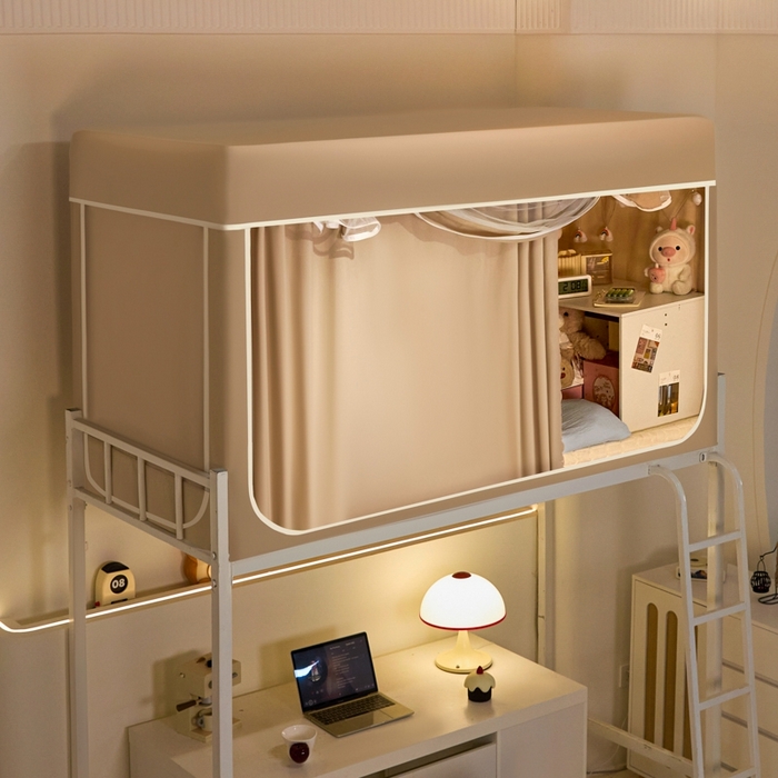 91家纺网 家纺一手货源 找家纺 世婕 2025新款高精密梭织强遮光学生宿舍卡通蚊帐 梭织-香槟