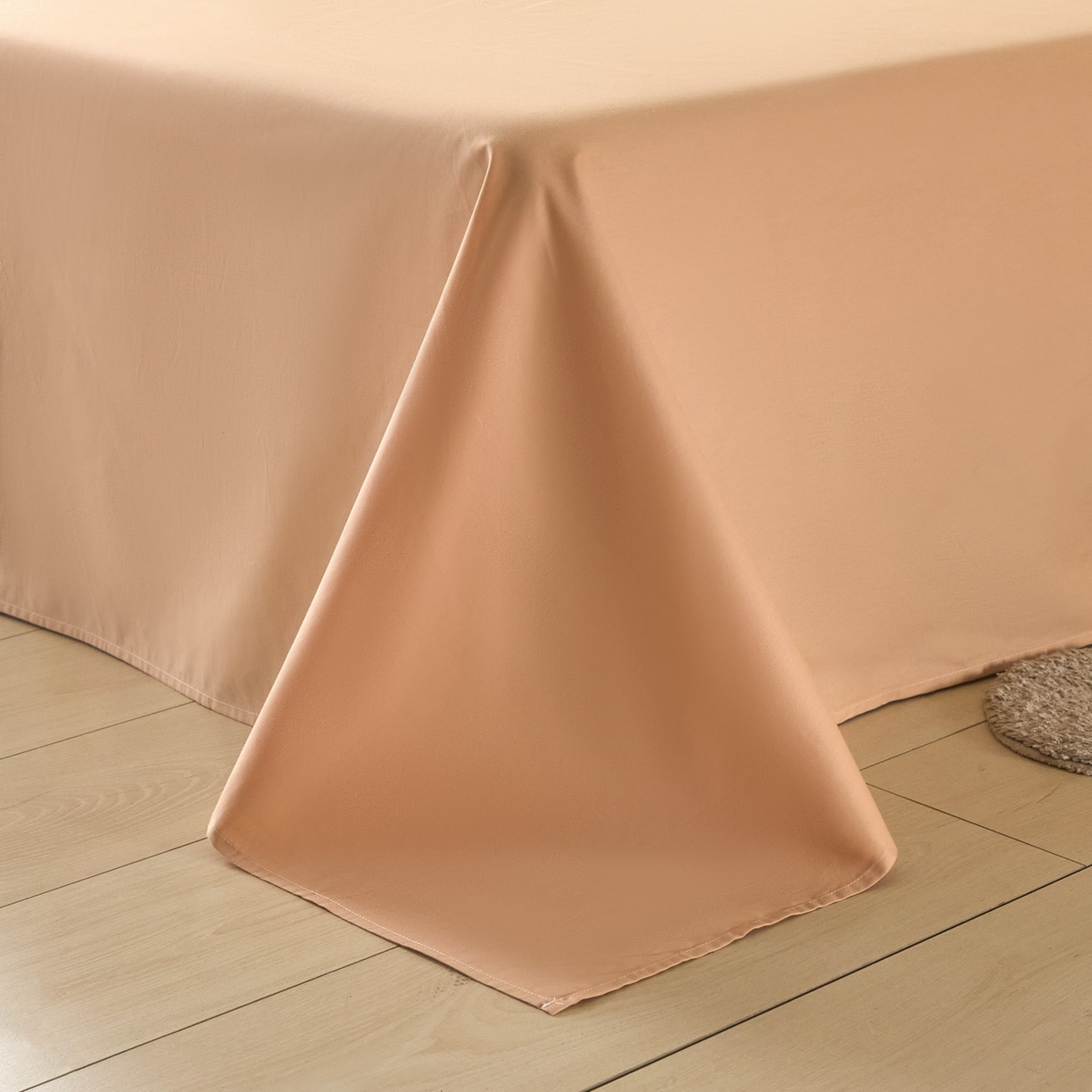 91家纺网 家纺一手货源 找家纺 乐美家纺 2025新款全棉双拼单被套 白+奶茶杏