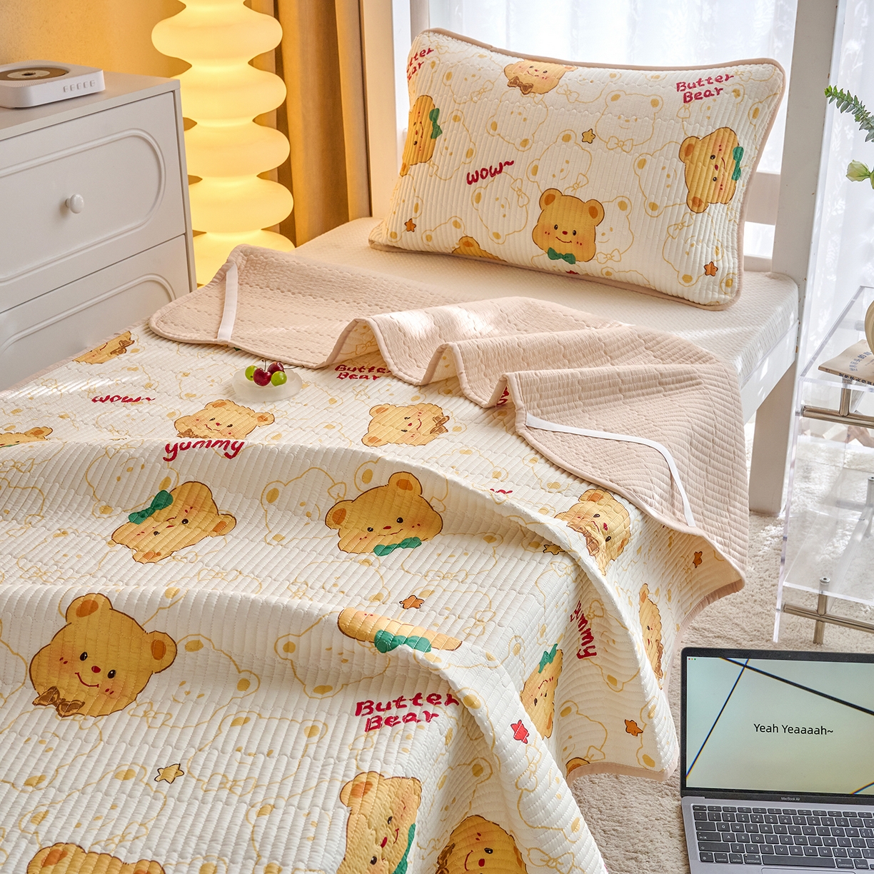 91家纺网 家纺一手货源 找家纺 X猫先生 2025小清新全棉学生床盖-新增花型 瑞迪熊