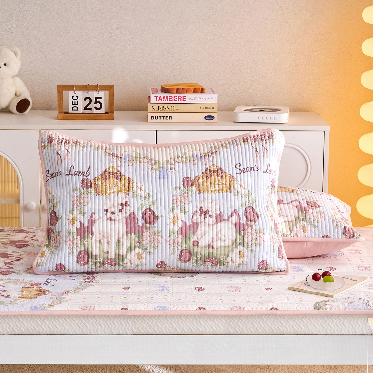 91家纺网 家纺一手货源 找家纺 X猫先生 2025小清新全棉学生床盖-新增花型 小羊肖恩