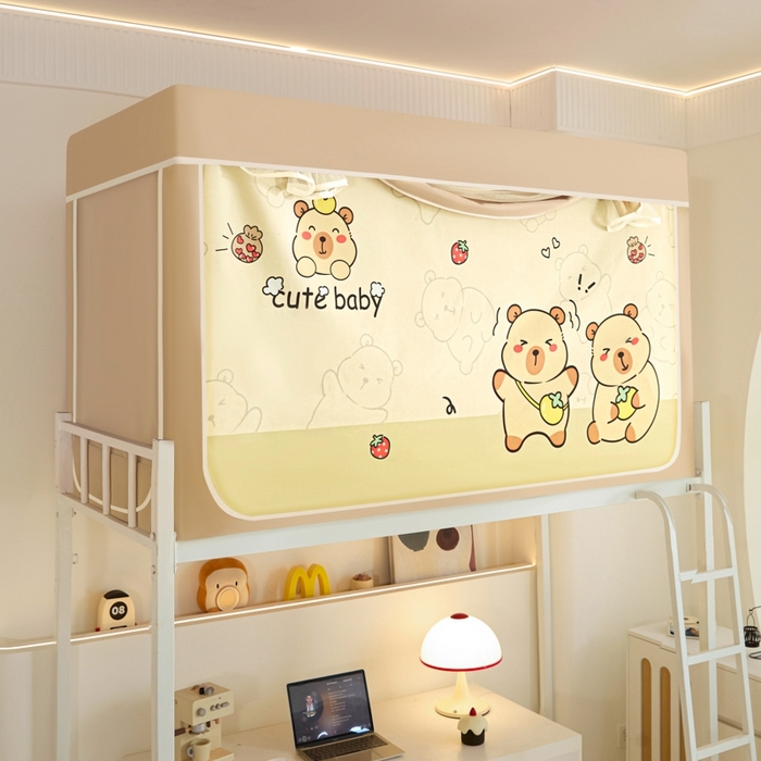 91家纺网 家纺一手货源 找家纺 世婕 2025新款高精密梭织强遮光学生宿舍卡通蚊帐 梭织-卡皮巴拉