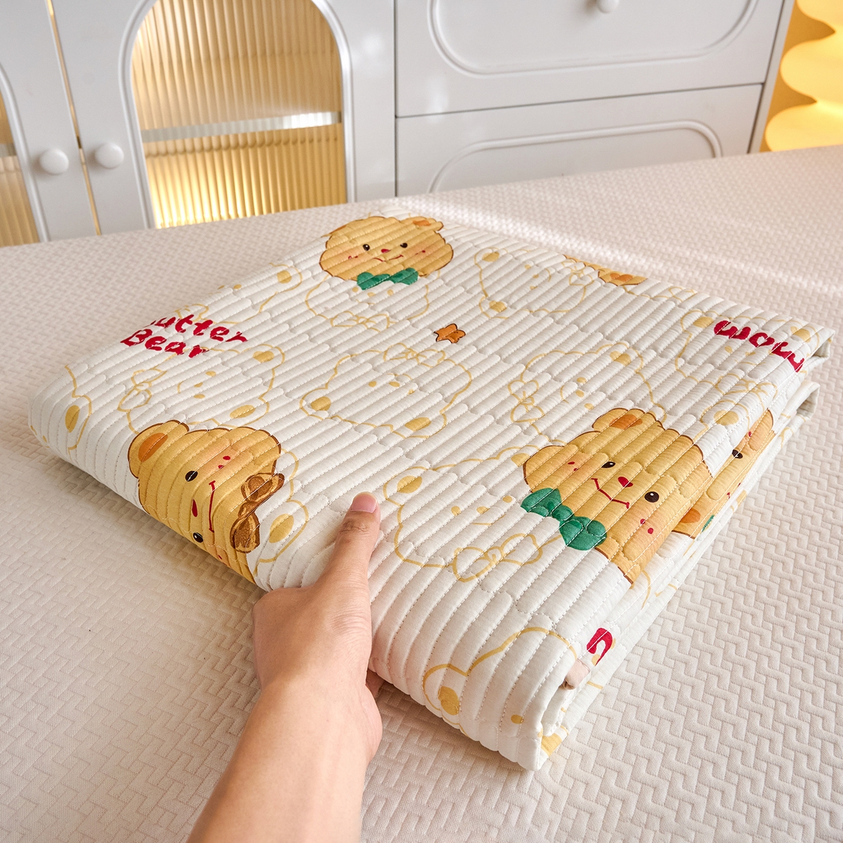 91家纺网 家纺一手货源 找家纺 X猫先生 2025小清新全棉学生床盖-新增花型 瑞迪熊