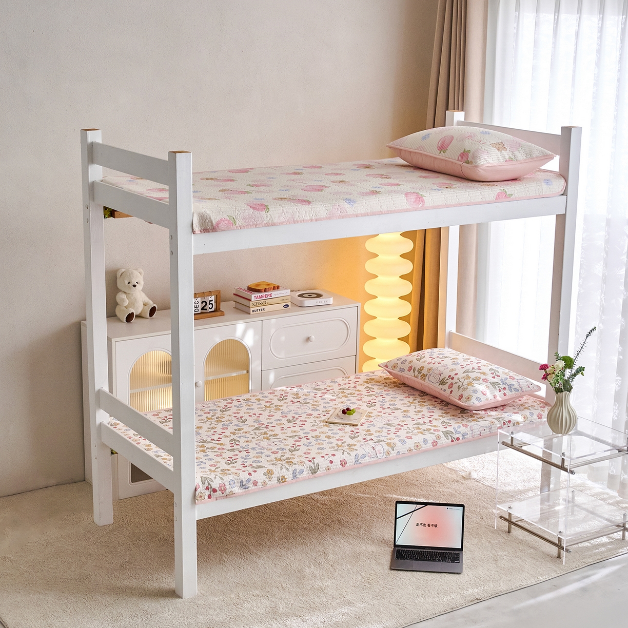 91家纺网 家纺一手货源 找家纺 X猫先生 2025小清新全棉学生床盖-新增花型 花语兔兔