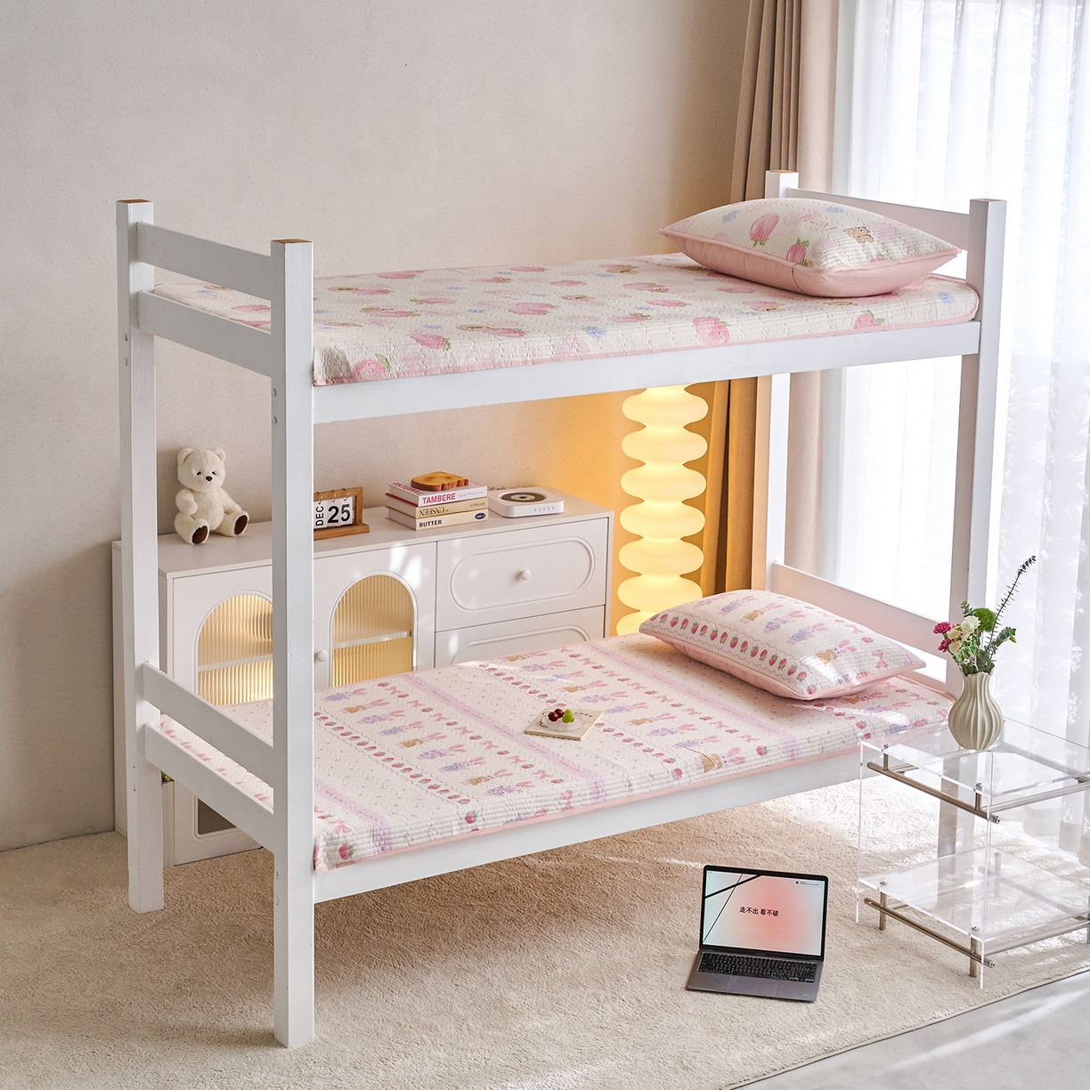 91家纺网 家纺一手货源 找家纺 X猫先生 2025小清新全棉学生床盖-新增花型 踏春小兔