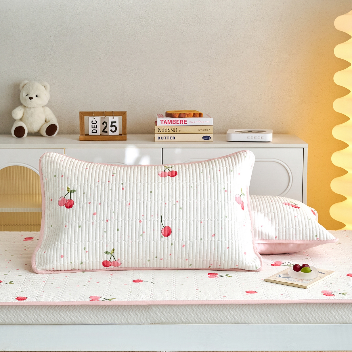 91家纺网 家纺一手货源 找家纺 X猫先生 2025小清新全棉学生床盖-新增花型 七彩樱桃