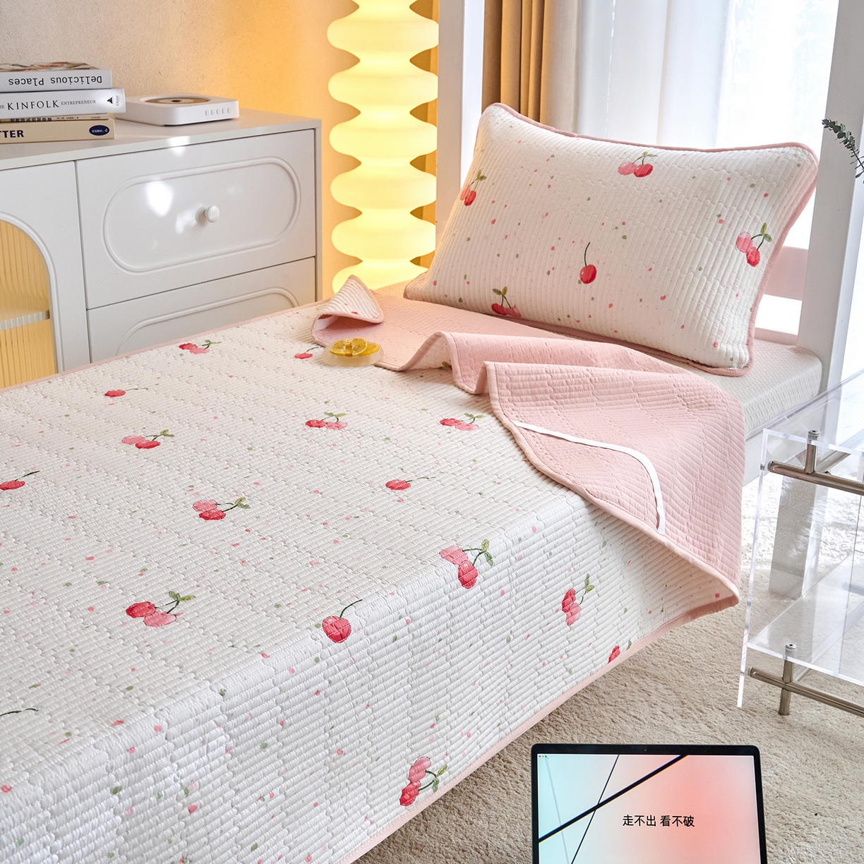 91家纺网 家纺一手货源 找家纺 X猫先生 2025小清新全棉学生床盖-新增花型 七彩樱桃