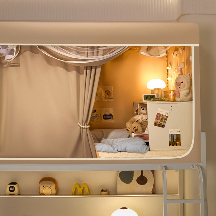 91家纺网 家纺一手货源 找家纺 世婕 2025新款高精密梭织强遮光学生宿舍卡通蚊帐 梭织-香槟