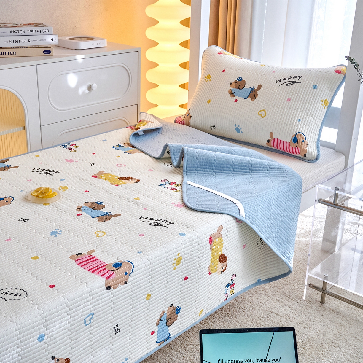 91家纺网 家纺一手货源 找家纺 X猫先生 2025小清新全棉学生床盖-新增花型 萌汪甜梦