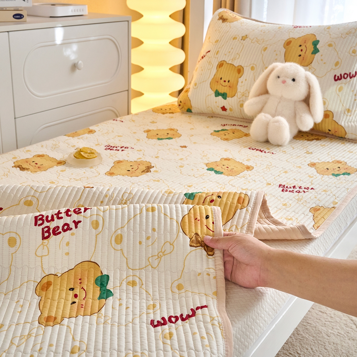 91家纺网 家纺一手货源 找家纺 X猫先生 2025小清新全棉学生床盖-新增花型 瑞迪熊