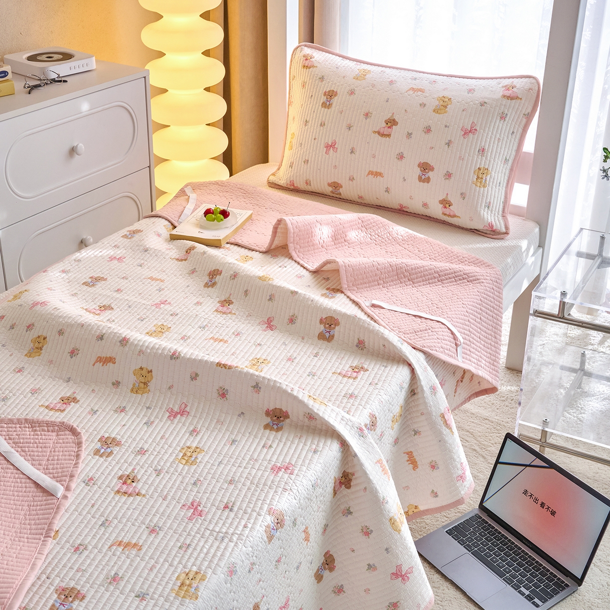 91家纺网 家纺一手货源 找家纺 X猫先生 2025小清新全棉学生床盖-新增花型 酷卡小狗