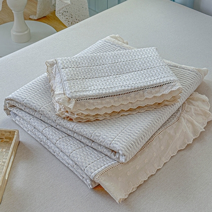 91家纺网 家纺一手货源 找家纺 （总）源舜家纺 2025新款斜纹长绒棉全棉镂空花边床盖三件套