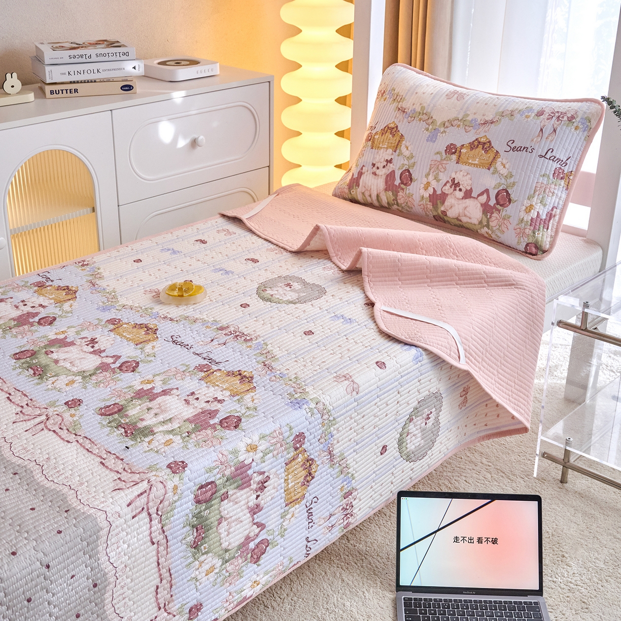 91家纺网 家纺一手货源 找家纺 X猫先生 2025小清新全棉学生床盖-新增花型 小羊肖恩