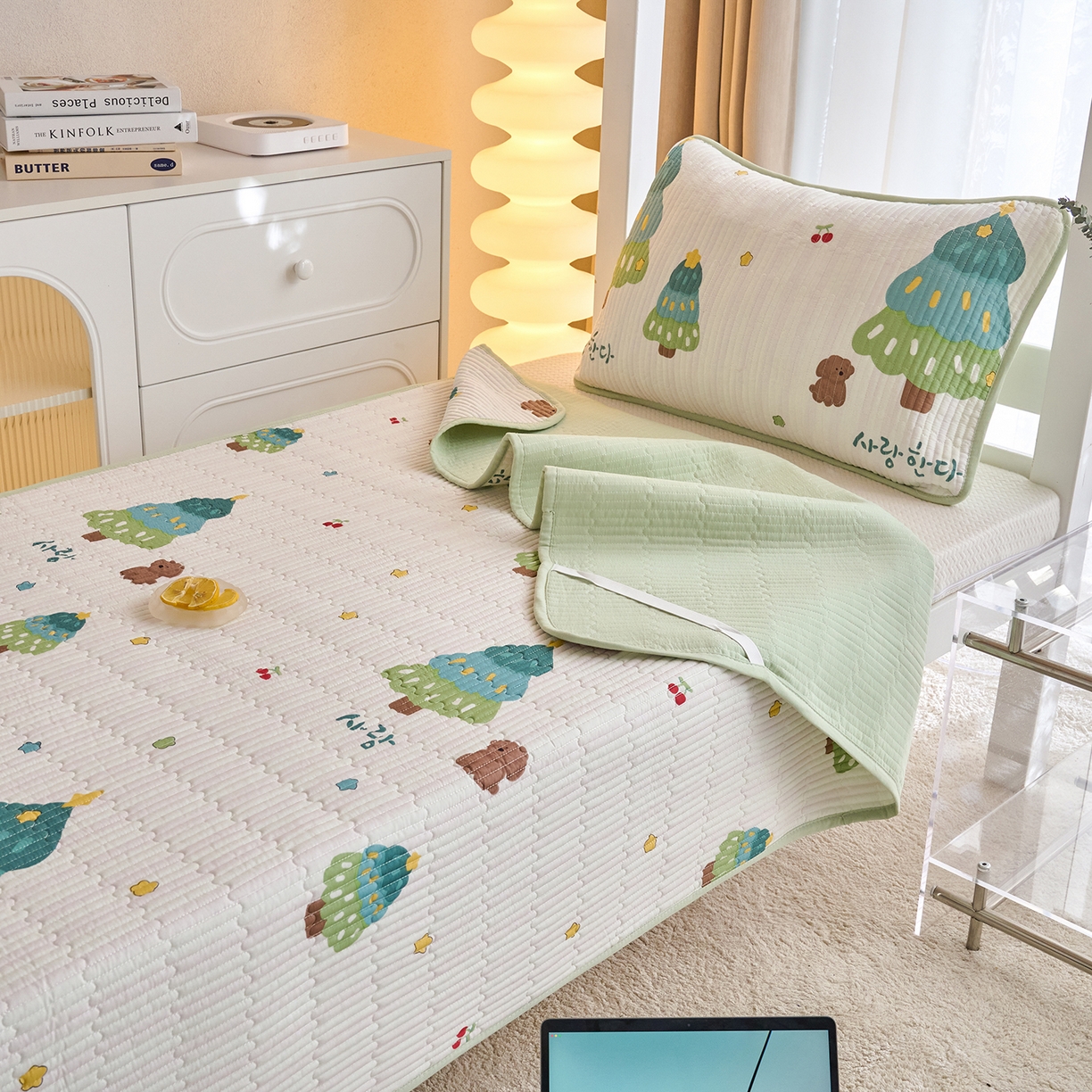 91家纺网 家纺一手货源 找家纺 X猫先生 2025小清新全棉学生床盖-新增花型 奇趣森林