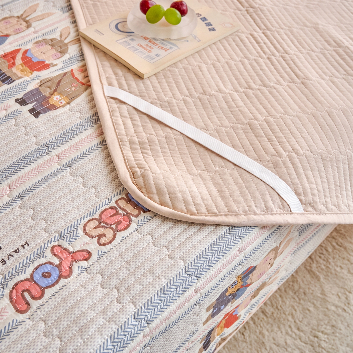 91家纺网 家纺一手货源 找家纺 X猫先生 2025小清新全棉学生床盖-新增花型 森岛精灵