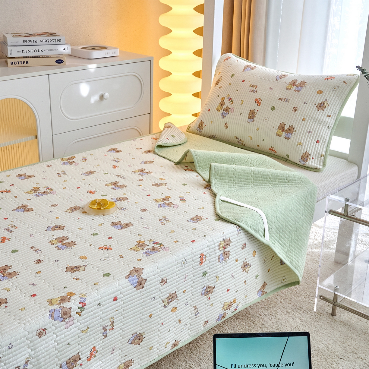 91家纺网 家纺一手货源 找家纺 X猫先生 2025小清新全棉学生床盖-新增花型 音乐卡皮