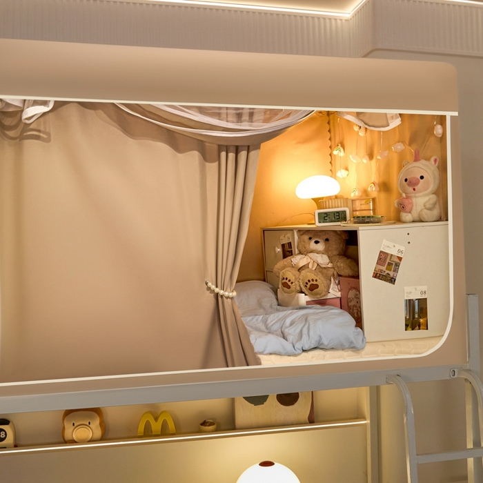 91家纺网 家纺一手货源 找家纺 世婕 2025新款高精密梭织强遮光学生宿舍卡通蚊帐 梭织-香槟