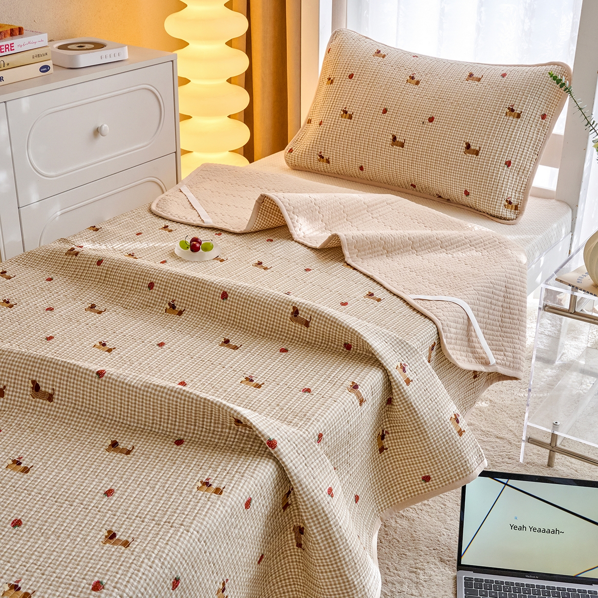 91家纺网 家纺一手货源 找家纺 X猫先生 2025小清新全棉学生床盖-新增花型 快乐追梦