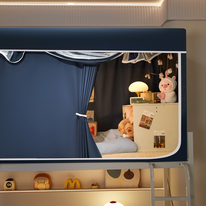 91家纺网 家纺一手货源 找家纺 世婕 2025新款高精密梭织强遮光学生宿舍卡通蚊帐 梭织-藏青