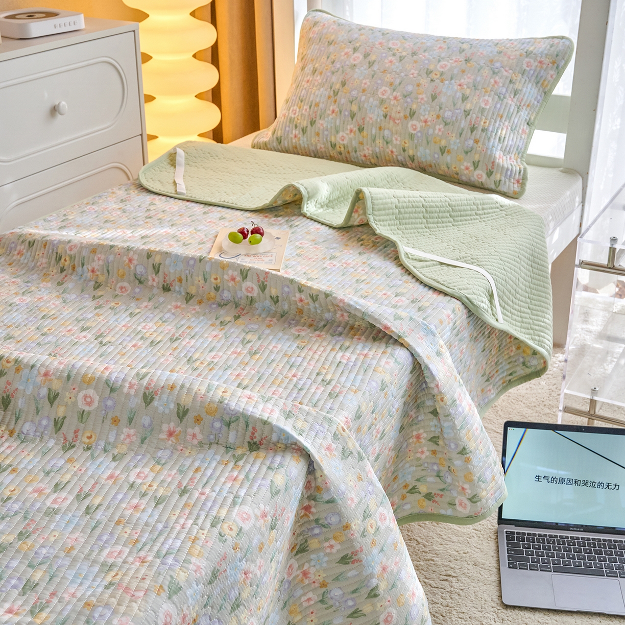 91家纺网 家纺一手货源 找家纺 X猫先生 2025小清新全棉学生床盖-新增花型 向云端