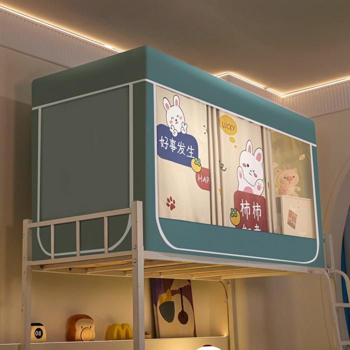 91家纺网 家纺一手货源 找家纺 世婕 2025新款高精密梭织强遮光学生宿舍卡通蚊帐 梭织-柿柿如意