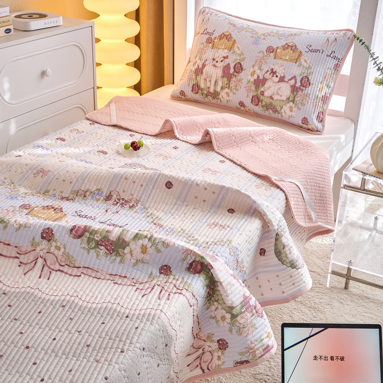 91家纺网 家纺一手货源 找家纺 X猫先生 2025小清新全棉学生床盖-新增花型 小羊肖恩
