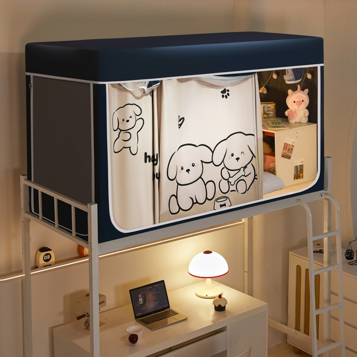 91家纺网 家纺一手货源 找家纺 世婕 2025新款高精密梭织强遮光学生宿舍卡通蚊帐 梭织-快乐小狗