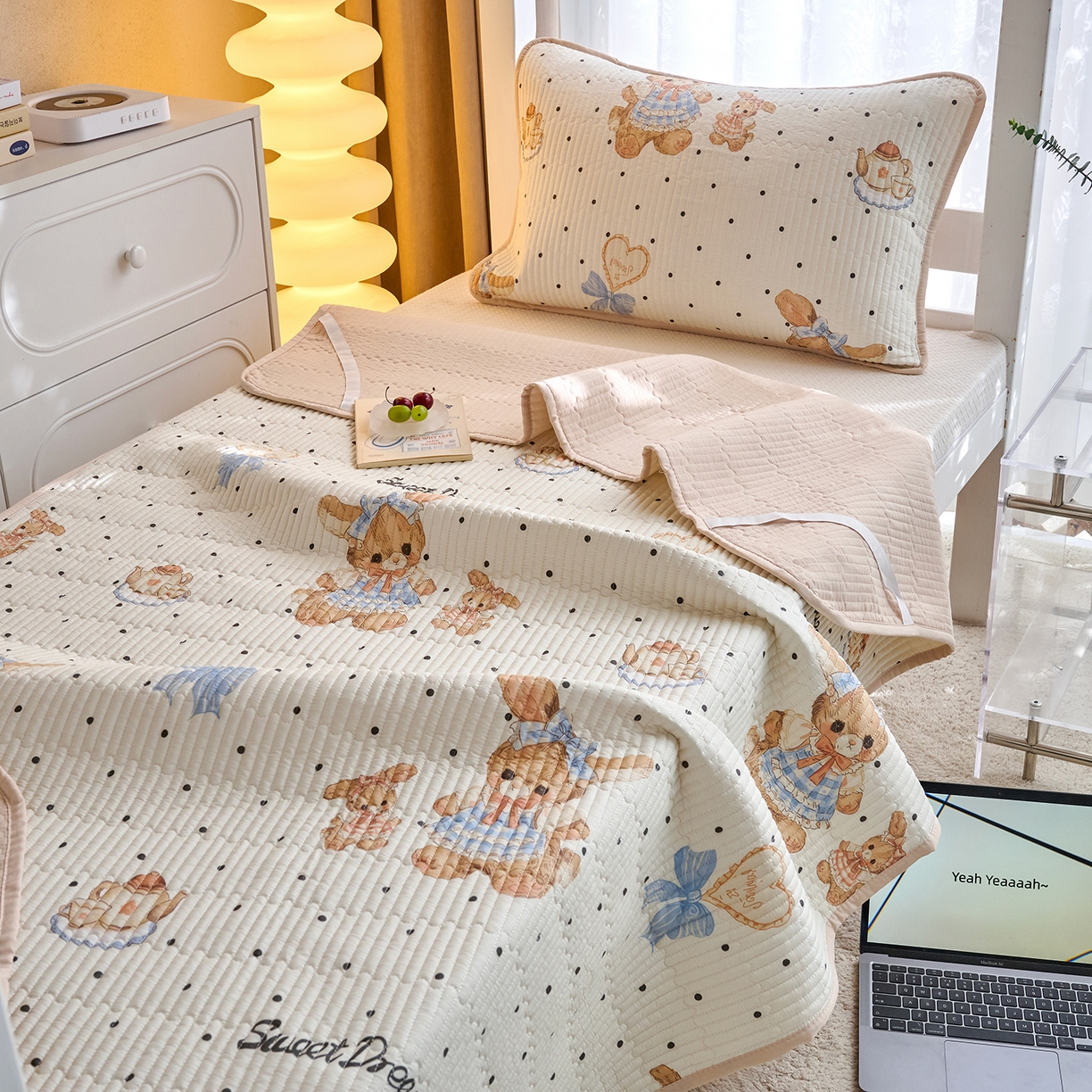 91家纺网 家纺一手货源 找家纺 X猫先生 2025小清新全棉学生床盖-新增花型 洛可可