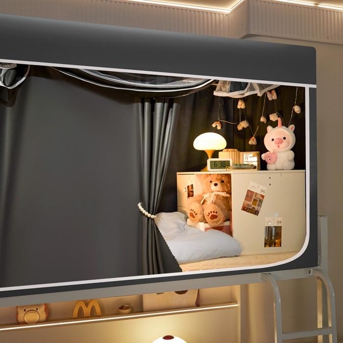 91家纺网 家纺一手货源 找家纺 世婕 2025新款高精密梭织强遮光学生宿舍卡通蚊帐 梭织-深灰