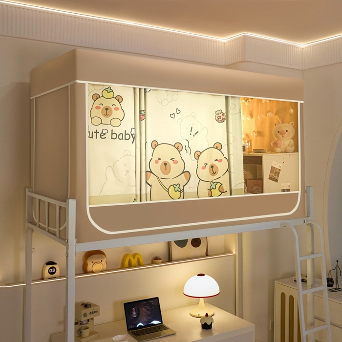 91家纺网 家纺一手货源 找家纺 世婕 2025新款高精密梭织强遮光学生宿舍卡通蚊帐 梭织-卡皮巴拉