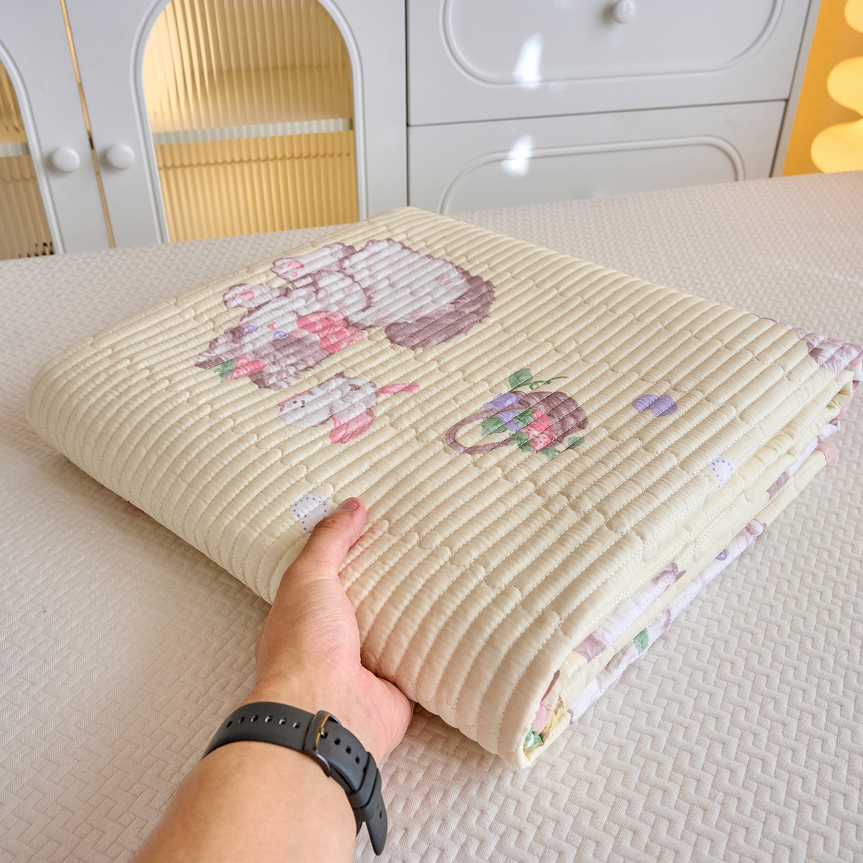 91家纺网 家纺一手货源 找家纺 X猫先生 2025小清新全棉学生床盖-新增花型 泫雅猫咪