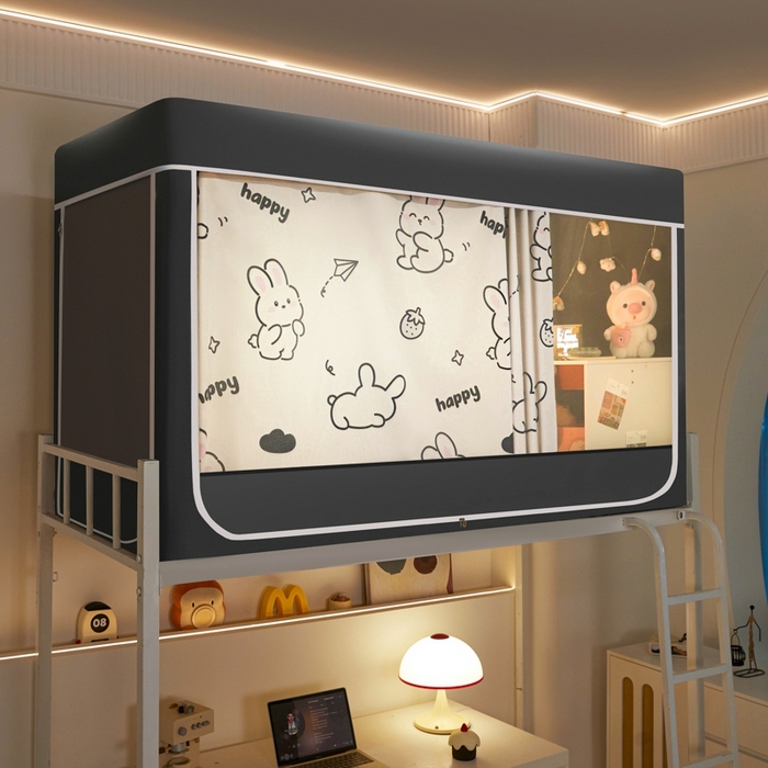 91家纺网 家纺一手货源 找家纺 世婕 2025新款高精密梭织强遮光学生宿舍卡通蚊帐 梭织-草莓兔