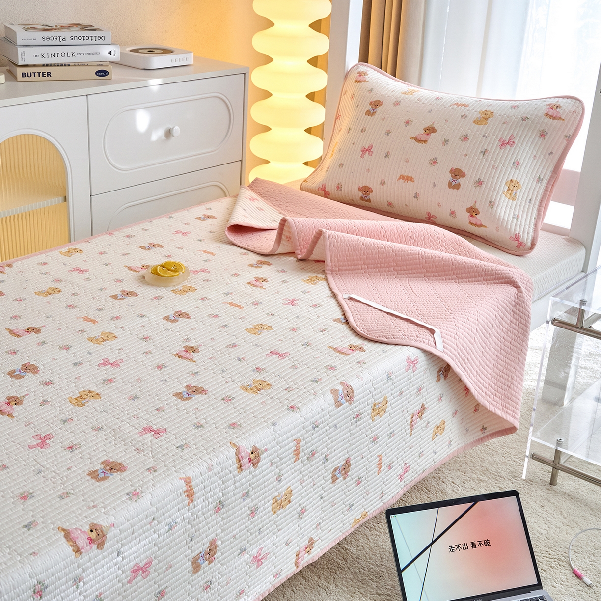 91家纺网 家纺一手货源 找家纺 X猫先生 2025小清新全棉学生床盖-新增花型 酷卡小狗