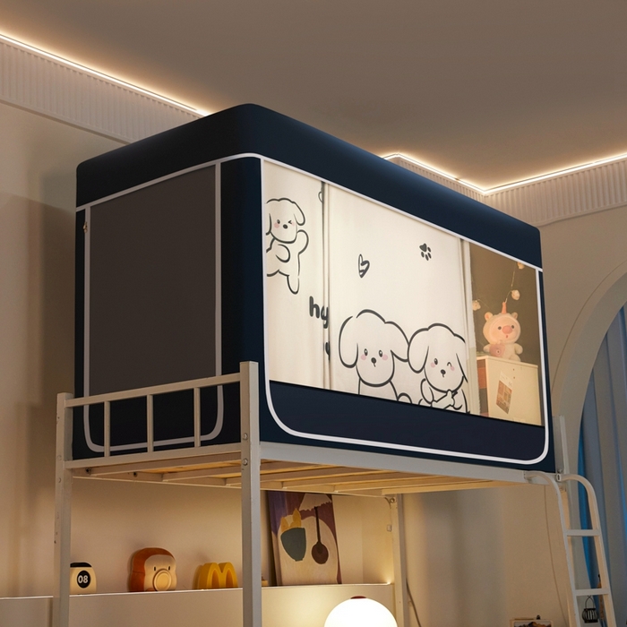 91家纺网 家纺一手货源 找家纺 世婕 2025新款高精密梭织强遮光学生宿舍卡通蚊帐 梭织-快乐小狗