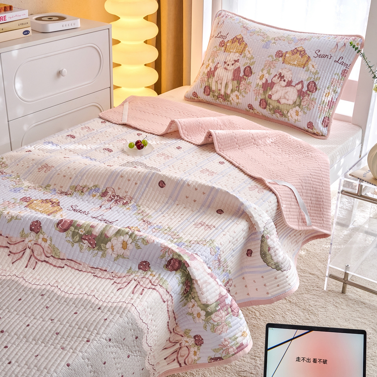 91家纺网 家纺一手货源 找家纺 X猫先生 2025小清新全棉学生床盖-新增花型 小羊肖恩
