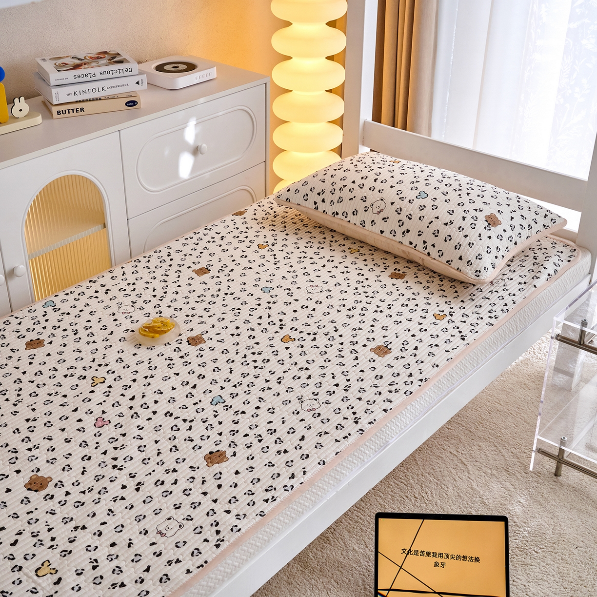 91家纺网 家纺一手货源 找家纺 X猫先生 2025小清新全棉学生床盖-新增花型 豹纹小熊