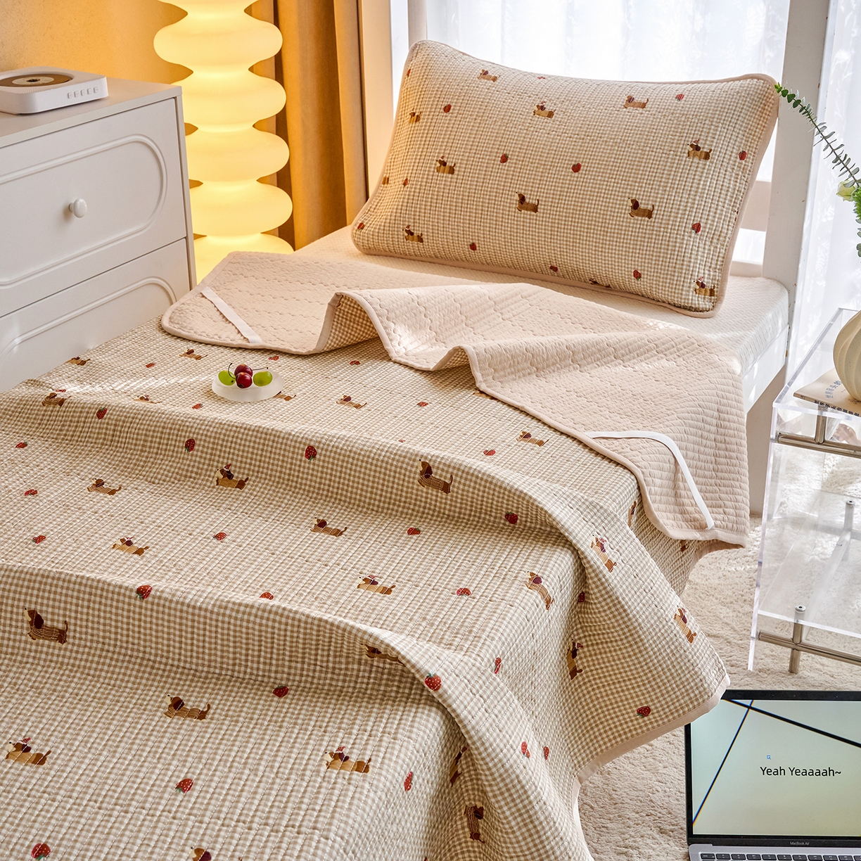 91家纺网 家纺一手货源 找家纺 X猫先生 2025小清新全棉学生床盖-新增花型 快乐追梦