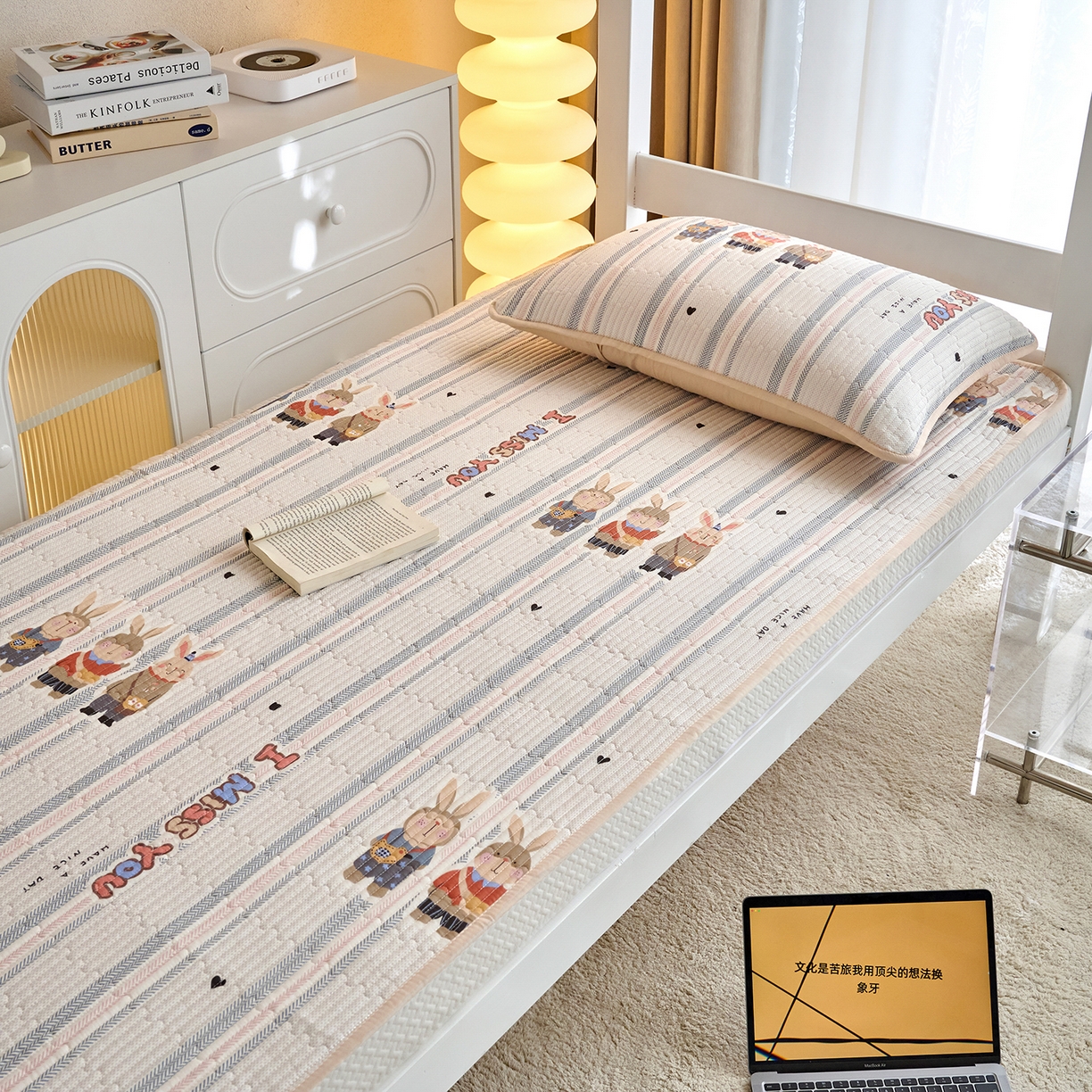 91家纺网 家纺一手货源 找家纺 X猫先生 2025小清新全棉学生床盖-新增花型 森岛精灵