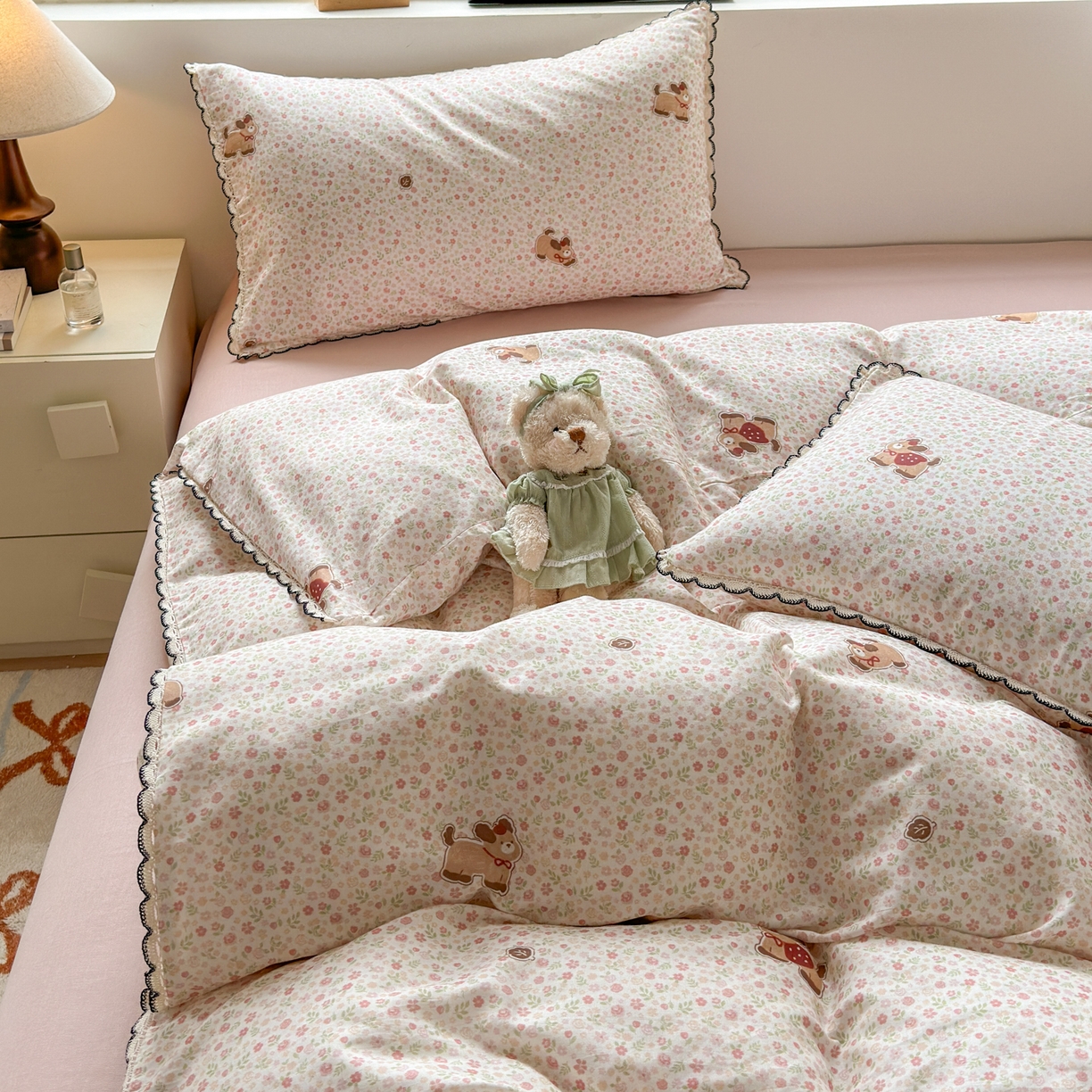 91家纺网 家纺一手货源 找家纺 （总）淑女公社家纺 2025四季款全棉纯棉双层纱小香风四件套