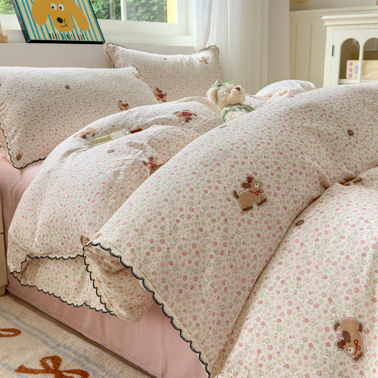 91家纺网 家纺一手货源 找家纺 （总）淑女公社家纺 2025四季款全棉纯棉双层纱小香风四件套