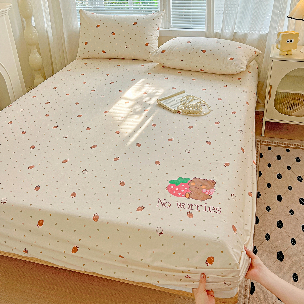 91家纺网 家纺一手货源 找家纺 （总）有间小屋 2025新款全棉纯棉水洗棉单品系列床笠单件-单床笠