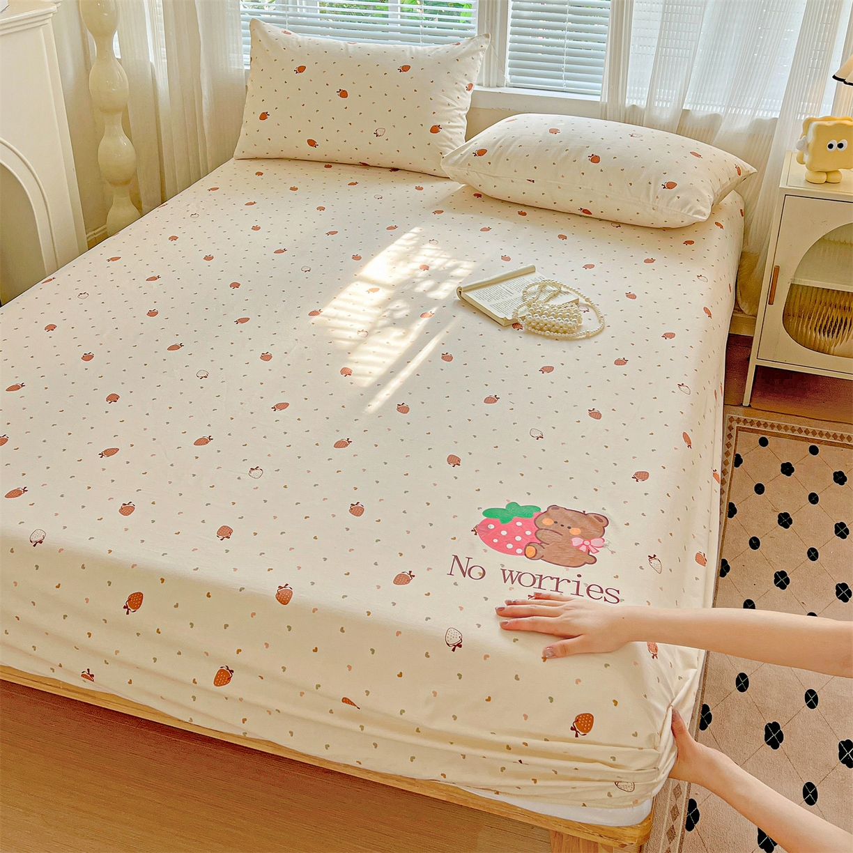 91家纺网 家纺一手货源 找家纺 （总）有间小屋 2025新款全棉纯棉水洗棉单品系列床笠单件-单床笠