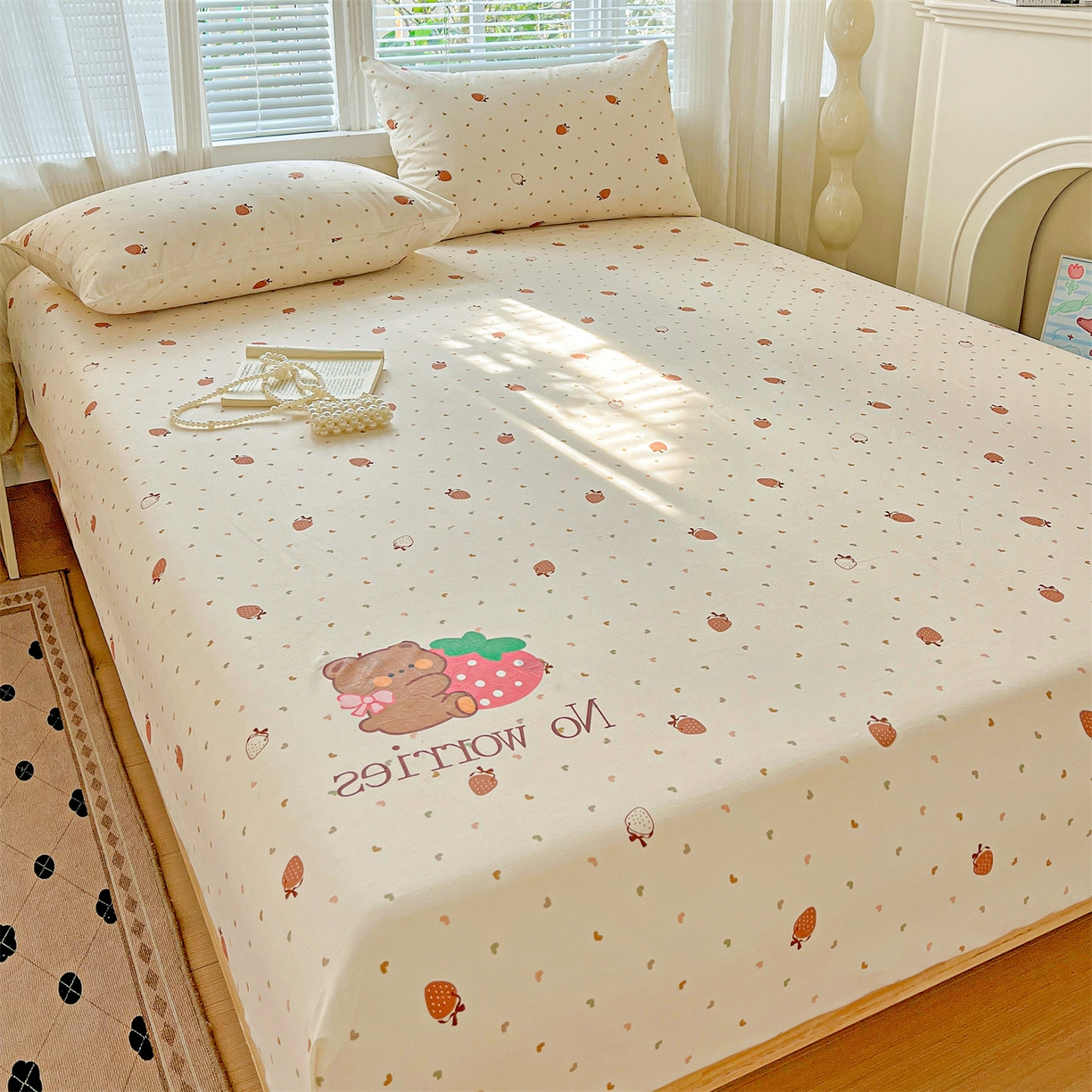 91家纺网 家纺一手货源 找家纺 （总）有间小屋 2025新款全棉纯棉水洗棉单品系列床笠单件-单床笠