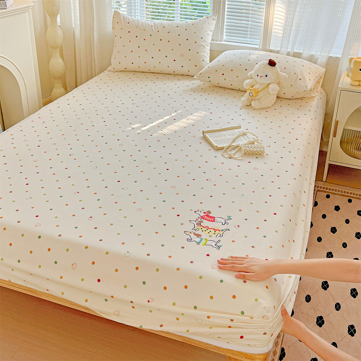 91家纺网 家纺一手货源 找家纺 （总）有间小屋 2025新款全棉纯棉水洗棉单品系列床笠单件-单床笠