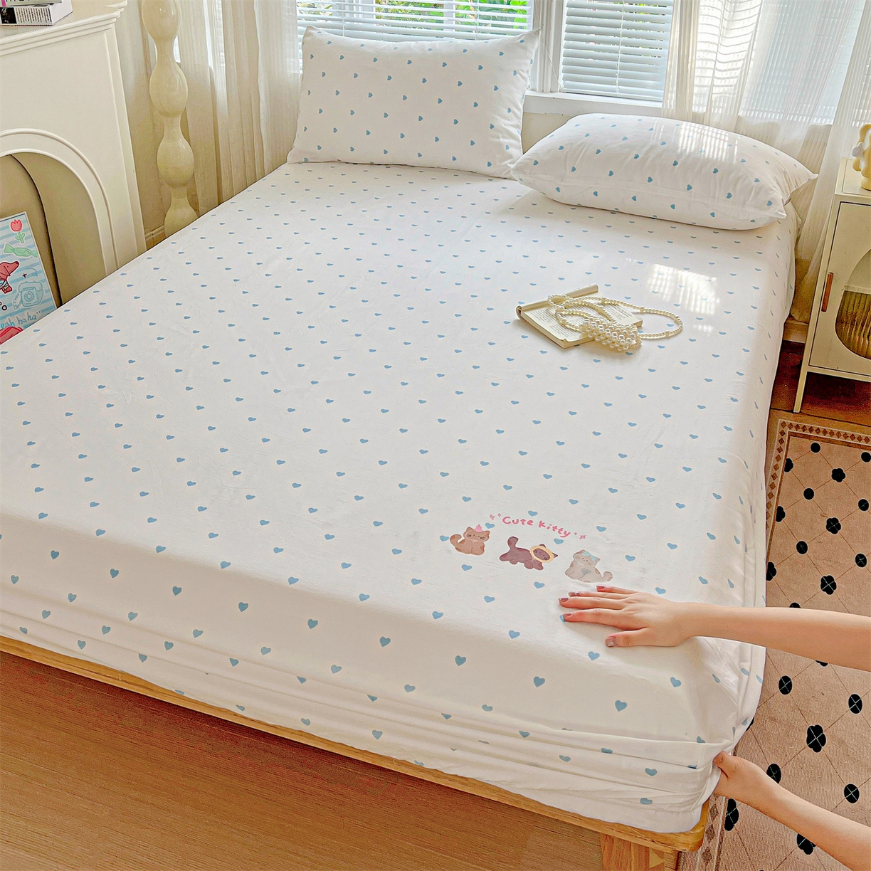 91家纺网 家纺一手货源 找家纺 （总）有间小屋 2025新款全棉纯棉水洗棉单品系列床笠单件-单床笠