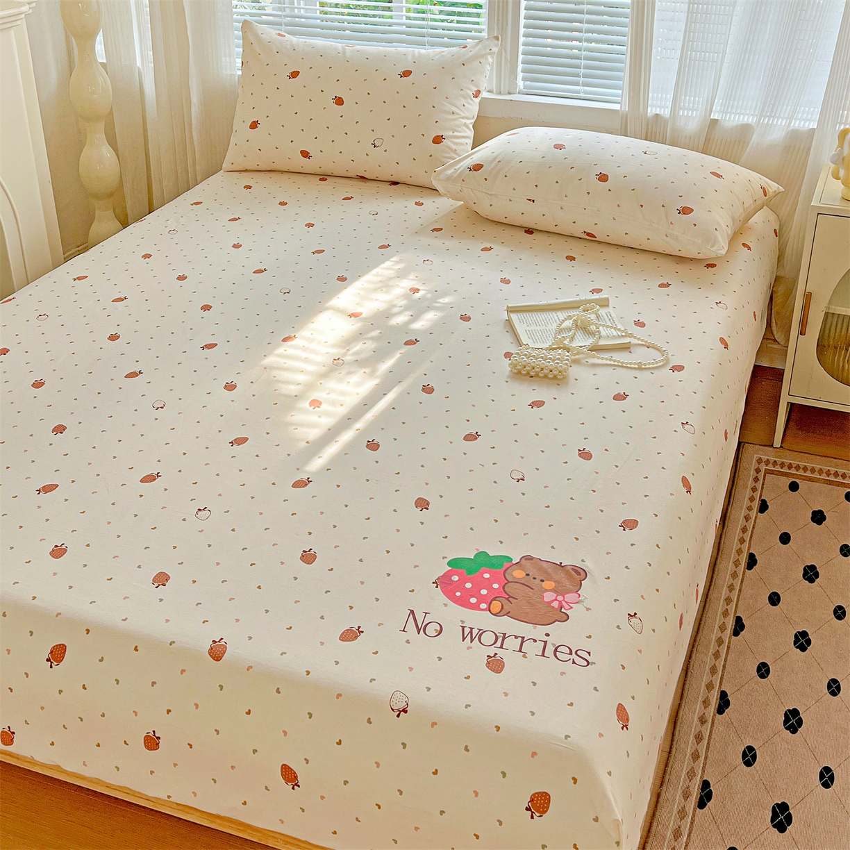 91家纺网 家纺一手货源 找家纺 （总）有间小屋 2025新款全棉纯棉水洗棉单品系列床笠单件-单床笠