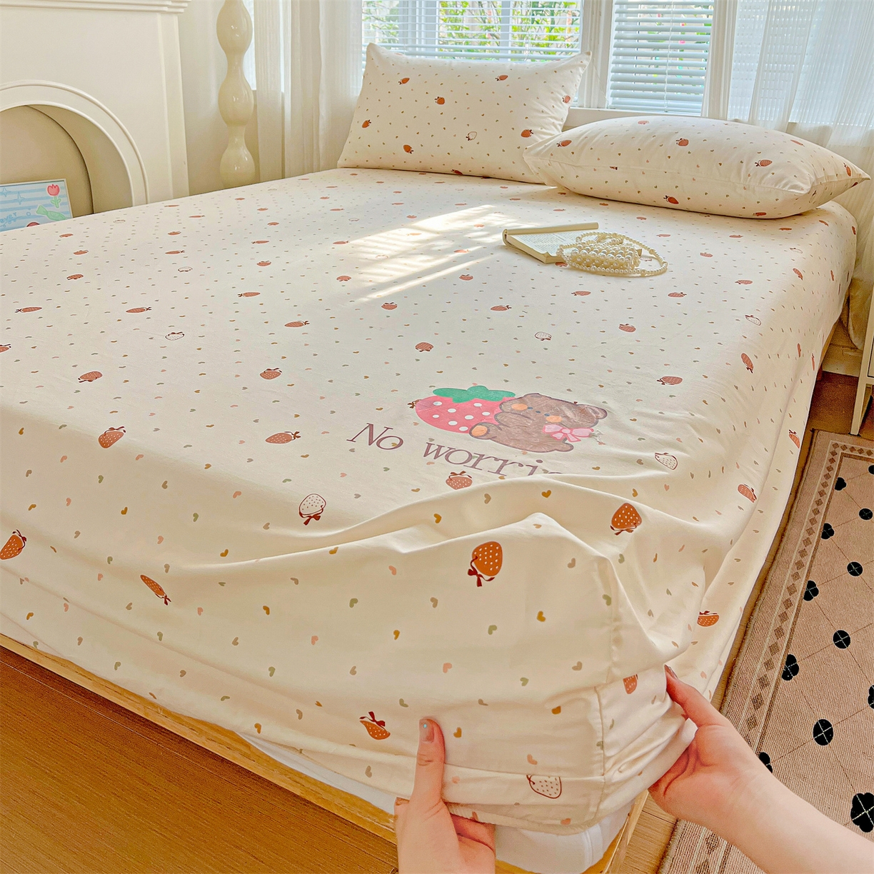 91家纺网 家纺一手货源 找家纺 （总）有间小屋 2025新款全棉纯棉水洗棉单品系列床笠单件-单床笠