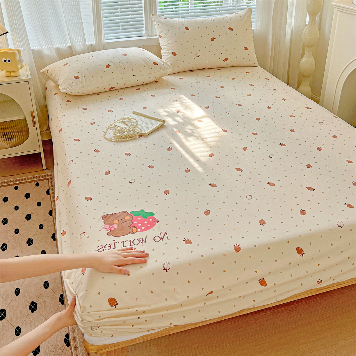 91家纺网 家纺一手货源 找家纺 （总）有间小屋 2025新款全棉纯棉水洗棉单品系列床笠单件-单床笠